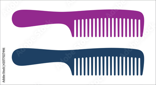 Konstfotografi Two combs in purple and teal flat vector illustration on a white background comb