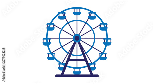 Konstfotografi Blue ferris wheel illustration on a white background a simplified depiction of a