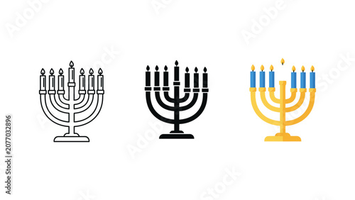 Obraz na płótnie Set of menorah symbols for hanukkah celebrations with hanukkah candelabra religi