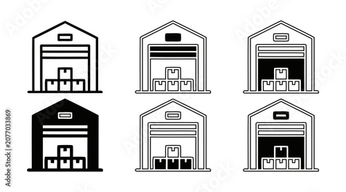 Schilderij op canvas Warehouse garages with various loading docks isolated on transparent background