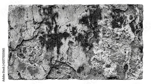 Weathered concrete wall texture with cracks, rust stains, erosion, grunge overlay for background