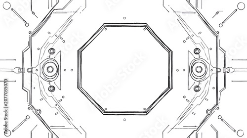 Bild auf Leinwand Futuristic Circuit Board Design with Glowing Lines Perfect for Tech Backgrounds