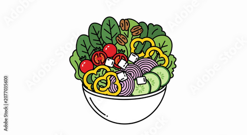 Colorful Vegetable Salad Bowl with Fresh Ingredients.