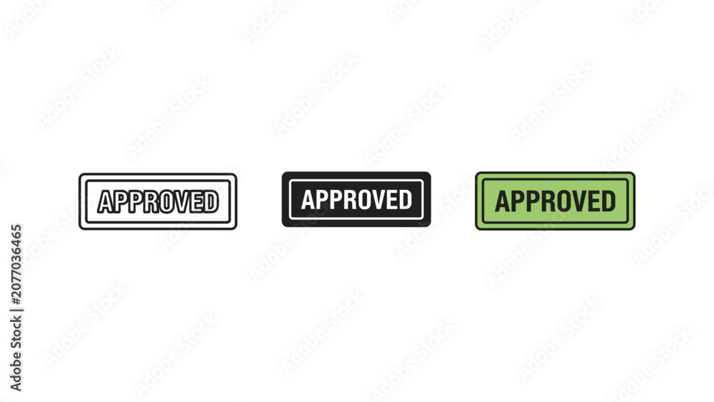 Fototapeta premium Approved stamp vector set with approved validation business document positive illustration verification accepted