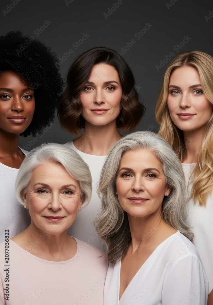 Obraz premium Diverse Group of Beautiful Women of Different Ages and Ethnicities for Skincare and Beauty Concept