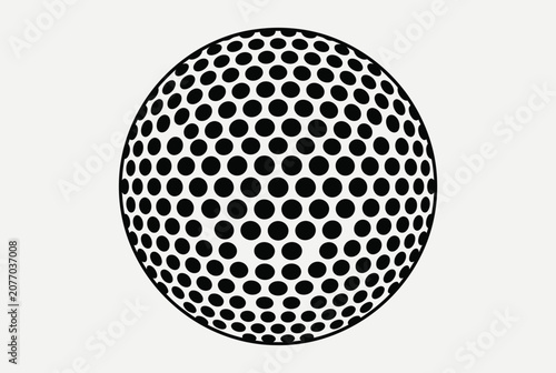 Abstract black and white half golf ball pattern on white background