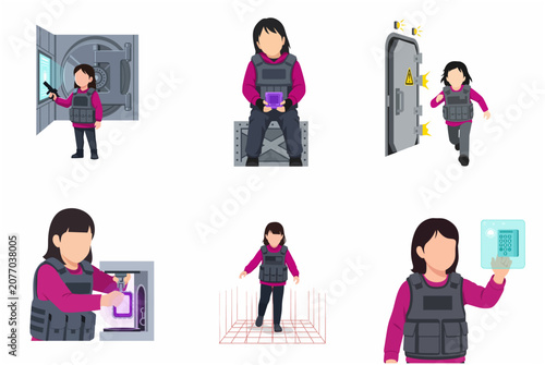 Canvastavla Young Girl Special Agent and Hacker Character Set for Heist and Espionage Missio