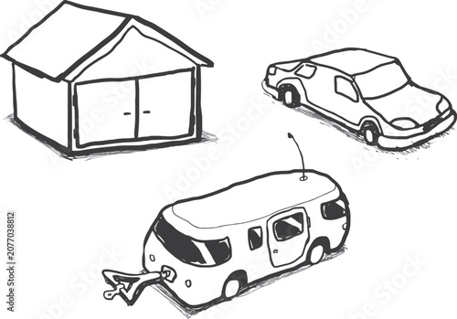Slika na platnu A set of vehicles
