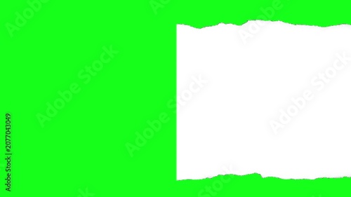 Animation stock video of paper is torn over green screen background 