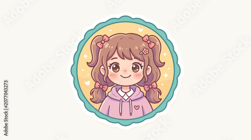 Εκτύπωση καμβά Cute baby angel boy cartoon illustration with heart, flowers and smile, children