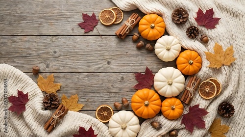 Autumn harvest arrangement with miniature pumpkins and fall decorations