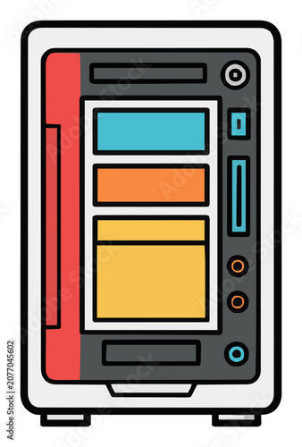Computer PC case tower front view vector. Generative AI