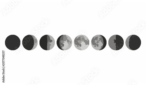 Bild auf Leinwand Complete Lunar Moon Phases Vector Collection Celestial Astronomy Cycle