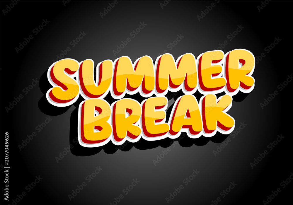 Fototapeta premium Summer break bold colorful text on dark background