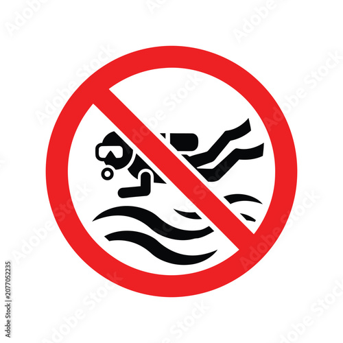 No Diving Warning Sign Vector Illustration for Pool Safety and Prohibition Notices