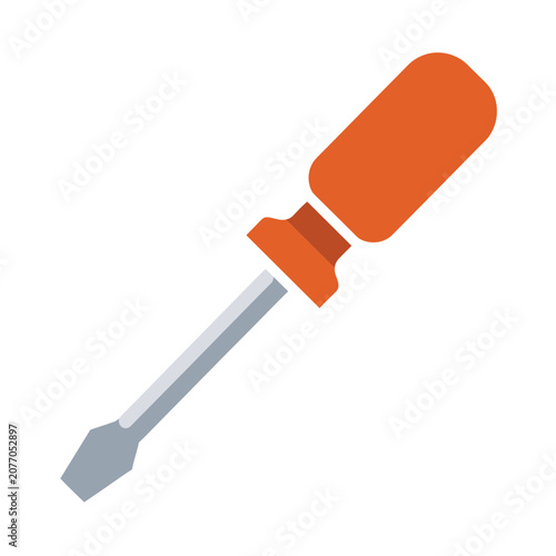 Flat orange screwdriver icon