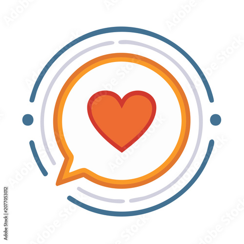 Heart in Speech Bubble Flat Vector Icon