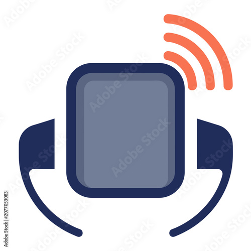 Smartphone with headphones and wireless signal icon
