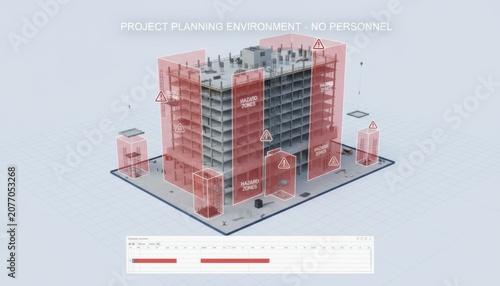 3D Architectural Building Model Display on Transparent Platform.