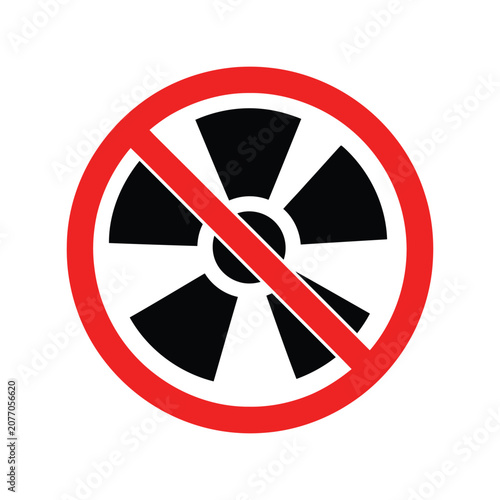 No Radiation Hazard Warning Sign Vector Isolated Icon for Safety and Danger Labels