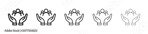 Tableau sur toile protective hands shielding team icon