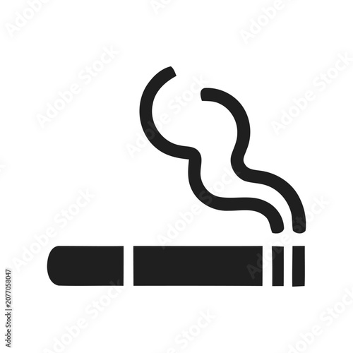 Smoking cigarette icon vector isolated on white background for no smoking sign and warning design