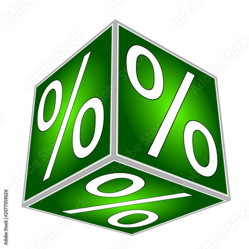 Cube with percent symbol - 3D illustration