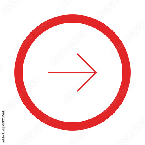 A red circle with a rightpointing arrow inside