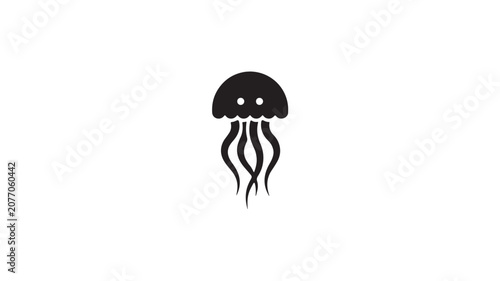 Jellyfish Minimalist Vector Icon Sea Creature Silhouette