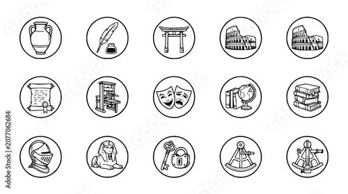 Canvastavla Collection of History Icons: Ancient Artifacts, Landmarks, and Symbols