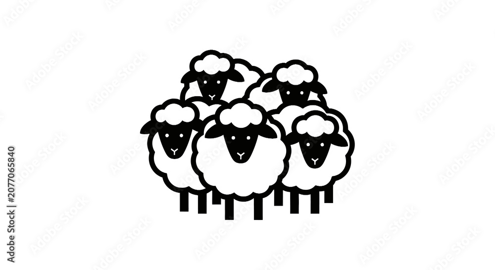 Obraz premium Group of sheep vector for livestock farming and agriculture design