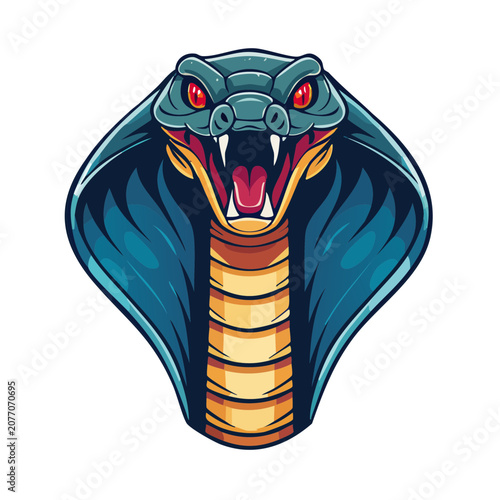 Flat illustration of a cobra head with open mouth