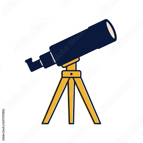 Flat vector illustration of a telescope on a tripod