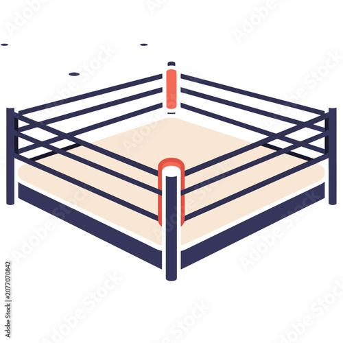 Isometric Boxing Ring Vector Illustration