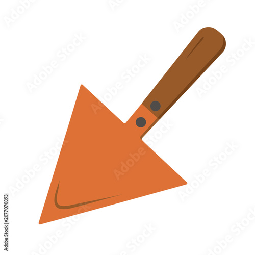 Orange trowel with wooden handle vector illustration