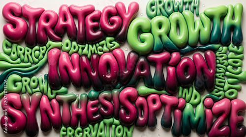 Abstract business strategy and growth concepts made of 3D letters with strategy, innovation