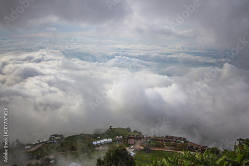 Sea of ​​fog above the village