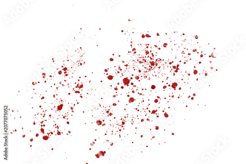 Obraz na plátně Red splatters with transparent background, paint splashes, blood stains, abstract grunge design element