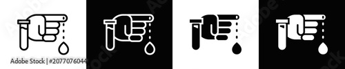 Принти на полотні Blood Test Icon Set White And Black Background Style