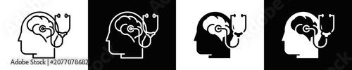 Fotografi Neurology Icon Set White And Black Background Style