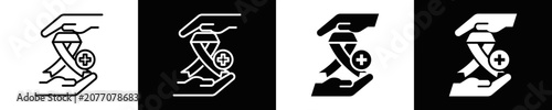 Fényképezés Oncology Icon Set White And Black Background Style