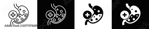 Tableau sur toile Gastroenterology Icon Set White And Black Background Style