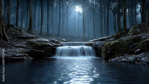Mystical forest waterfall