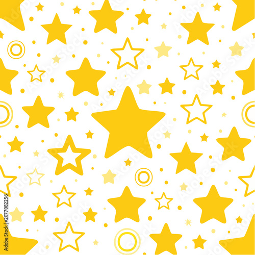 Seamless yellow stars and dots pattern vector