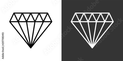Obraz na plátně Diamond Black And White Icon Set Collection Pack Vector Illustration