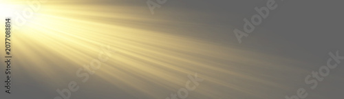 Foto Isolated golden sun flare effect with glowing volumetric light streaks