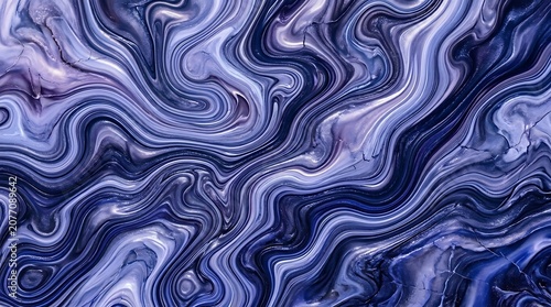 Abstract Swirling Blue and Purple Liquid Marble Texture with Glitter