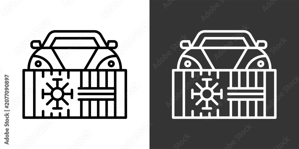Obraz premium Cabin Car Black And White Icon Set Collection Pack Vector Illustration