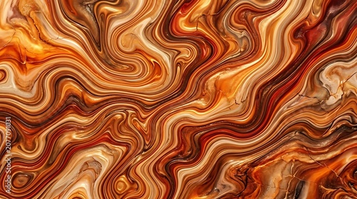 Close-up of Warm-Toned Swirl Pattern in Molten Marble Texture