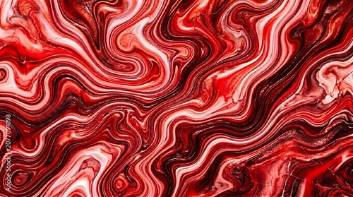 Abstract Red and White Swirling Pattern with Fluid Motion